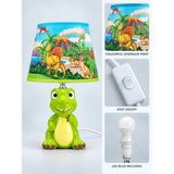 Green ceramic Dino Table side Bed Table Lamp, Kids Room Decor