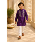 Purple Embroidered kurta set