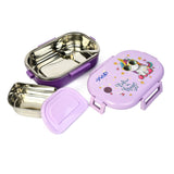 Youp Stainless Steel Purple Color Unicorn Theme Kids Lunch Box Break Time - 700 ml