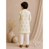 Stripe motif lemon printed Kurta Set