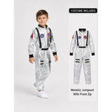 Shiny Silver Astronaut, Unisex Halloween Costume Fancy Dress Up for Kids
