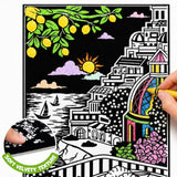 PepPlay Velvet Colouring Canvas Set of 2 | Venice & Amalfi Coast | DIY Velvet Art Kit with 10 Sketch Pens | Framable Wall Art | Mindfulness Activity | Ages 8+