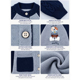 Navy Blue & Grey Bear Varsity-Style Winter Cardigan Sweater for Kids