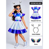 Holographic Alien Girl, Kids Halloween Costume Fancy Dress Up