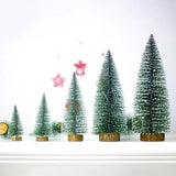 Swen Jane Tabletop Christmas Tree with Frosting and Woodden Base - Pack of 3