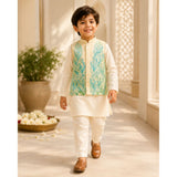 Lemon yellow Applique Bandhgala set