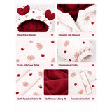 Cream & Maroon Heart Teddy Quilted Hooded Winter Jacket for Kids
