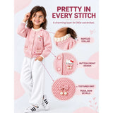 Peach Ruffle Neck Cat Bow Knitted Winter Cardigan Sweater for Girls