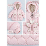 Peach Butterfly Heart Quilted Hooded Winter Jacket for Kids