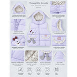 Purple Polka Dots Cute Character-Themed Quilted Hooded Sleeveless Winter Jacket for Kids