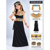 Black & Gold Egyptian Pharaoh Girl, Kids Halloween Costume Fancy Dress Up