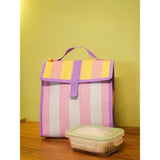 Timeless Stripes Personalized Kids Foldover Lunch Bag - Candy Stripe