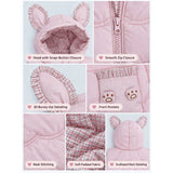 Peach Bunny-Themed Quilted Hooded Sleeveless Winter Jacket for Kids