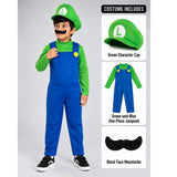 Junior Super Brother Green Plumber, Kids Halloween Costume Fancy Dress Up