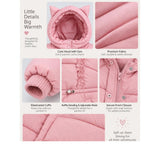 Pink Cat Glitter Quilted Hooded Winter Jacket with Mittens for Kids