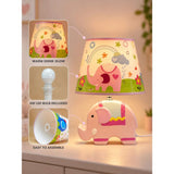Pink ceramic Elephant side Bed Table Lamp, Kids Room Decor