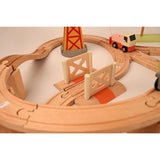 Playbox Wooden Track Bridge Ship & Station Playset Vehicles Trucks Magnetic Bullet Train and Ship | Wooden Toy Playset for Toddler & Kids Baby Toys