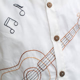 Guitar Player Embroidered Shirt - White