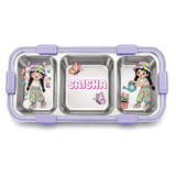 3 Compartment Meal Time Bento Lunch Box - Cute Girl with Butterflies