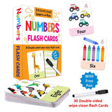 Flash Cards Numbers - 30 Double Sided Wipe Clean Flash Cards for Kids (With Free Pen)