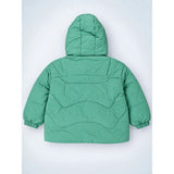 Mint Green Dino-Themed Quilted Hooded Winter Jacket for Kids