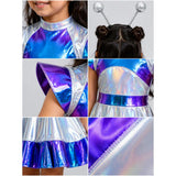 Holographic Alien Girl, Kids Halloween Costume Fancy Dress Up