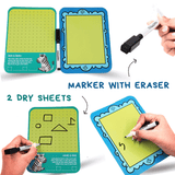 Travel Activity Tin – Activities to Go | Mess-Free Travel Fun | Reusable Sheets & Coloring Pad | Compact & Portable | Screen-Free Creativity On-the-Go