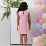 Pink Floral pom pom Dress