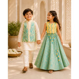 Lemon yellow Applique Bandhgala set