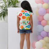Floral pom pom Top