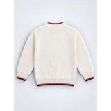 Cream & Maroon Mini Hearts Knitted Winter Cardigan, Christmas Sweater for Kids