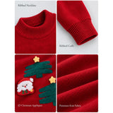 Red Christmas 2 Tree & Santa Knitted Winter Cardigan, Christmas Sweater for Kids
