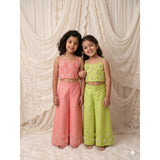 3D flower Spaghetti Top & Flared Pant set