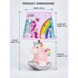 Pink ceramic Rocking Unicorn side Bed Table Lamp, Kids Room Decor