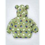 Sage Green Puppy & Cloud Quilted Hooded Winter Jacket for Kids