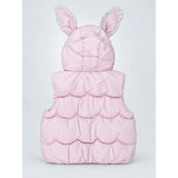 Peach Bunny-Themed Quilted Hooded Sleeveless Winter Jacket for Kids