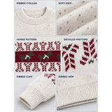 Cream Horse Pattern Knitted Winter Cardigan, Christmas Sweater for Kids