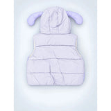 Purple Polka Dots Cute Character-Themed Quilted Hooded Sleeveless Winter Jacket for Kids