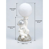 Silver Astronaut Holding Moon, side Bed Table Lamp, Kids Room Decor