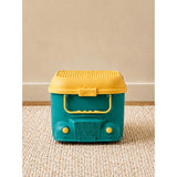 Teal Cartoon Toy Bus-Shaped Kids Mini Toys/Cars Storage Box
