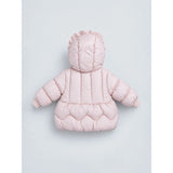 Peach Butterfly Heart Quilted Hooded Winter Jacket for Kids