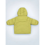 Olive Green Dino-Themed Quilted Hooded Winter Jacket for Kids