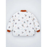 Ivory & Brown Plane Quilted Bomber Winter Jacket for Kids