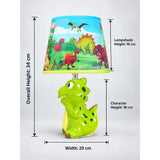 Green ceramic Dino Table side Bed Table Lamp, Kids Room Decor