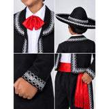 Black & Red Mexican Mariachi Boys, Kids Halloween Costume Fancy Dress Up