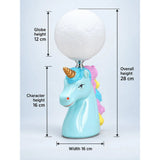 Blue ceramic Unicorn Moon, side Bed Table Lamp, Kids Room Decor