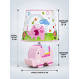 Pink ceramic Elephant side Bed Table Lamp, Kids Room Decor