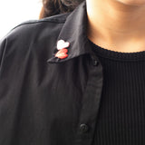 Haphazard Hearts Embroidered Organic Cotton Shirt - Black