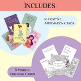 Bump to Baby Positive Journey Cards for Mom-to-Be | 21 Pregnancy Affirmation & Mindfulness Cards | 16 Uplifting Affirmations + 5 Calming Coloring Cards