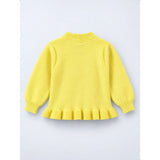 Yellow Daisy Knitted Peplum Winter Cardigan Sweater for Girls